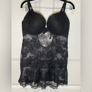 Victoria’s Secret Black Lace Babydoll XXL Sheer Lingerie